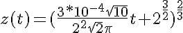  5$z(t) = (\frac{3*10^{-4}\sqrt{10}}{2^2\sqrt{2}\pi}t + 2^{\frac{3}{2}})^ {\frac{2}{3}}